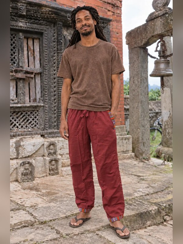 Nepalese Cotton Pants with Bhutan Trim