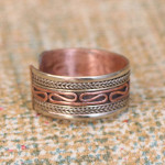 White Metal and Copper Infinite Carved Ring