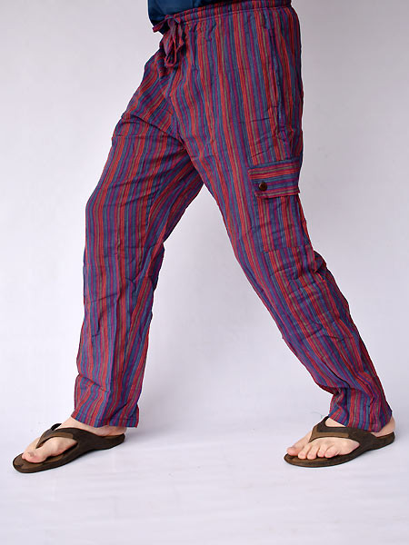 Striped Cotton Kurtha Cargo Pants