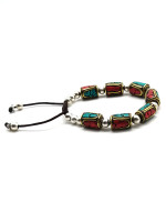 Inlaid brass bead wrist mala