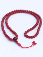 Handcrafted 6 mm Carnelian stone Japa Mala necklace and wrist mala set from Nepal, designed for meditation and spiritual practices