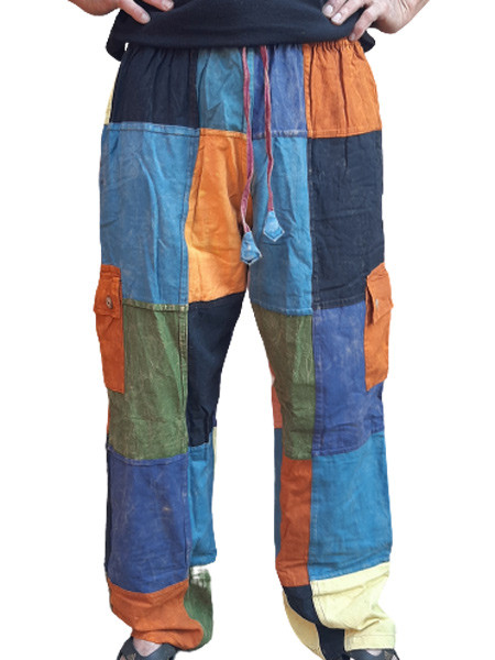Patchwork Cotton Cargo Pants