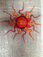 Sun embroidered hemp wallet