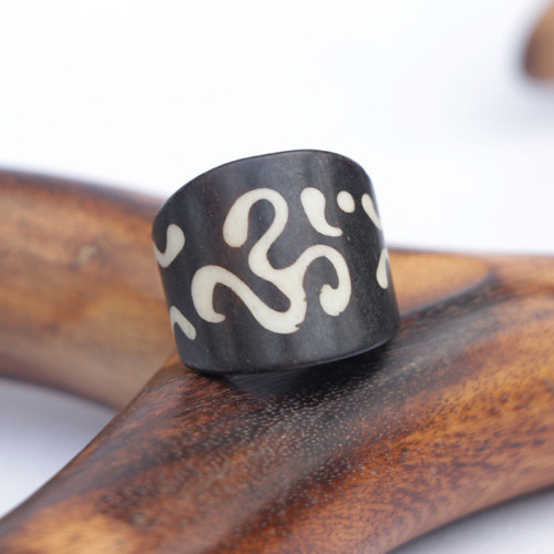 Om Carved Bone Ring