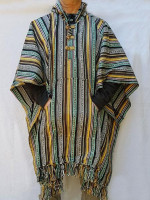 Mexican poncho, heavy hand woven cotton