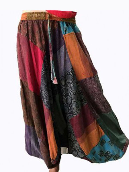 Patch harem pants