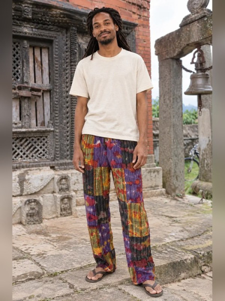 Patchwork Tie Dye Cotton Pants