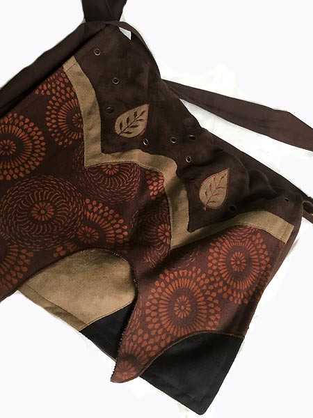 Hippie chic suede bag -leaf