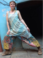 Patchwork aladdin pants