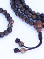 8 mm Dark Coconut Wood Mala Necklace & Wrist Mala Set – Handcrafted in Nepal and sold online by Himalayan Handmades International.