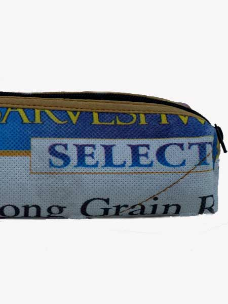 Recycled rice bag pencil cases