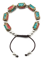 Inlaid brass bead wrist mala