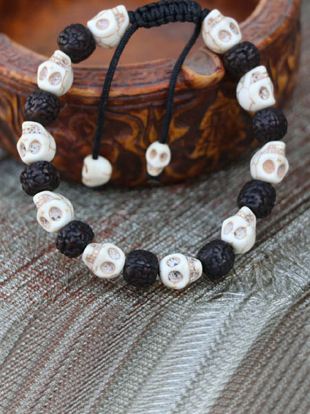 Calming Howlite Skull Wrist Prayer Mala