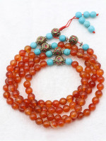Carnelian stone prayer beads necklace