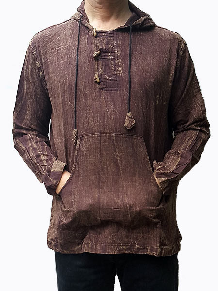 Stonewashed Hippie Hooded Shirt