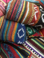 Striped woven cotton purse